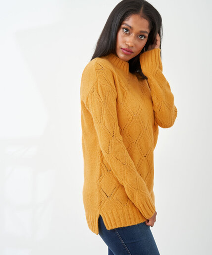 Pointelle Tunic Sweater Image 2