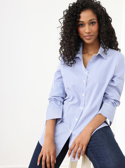 Petite Long Sleeve Collared Cotton Relaxed Fit Shirt Image 1