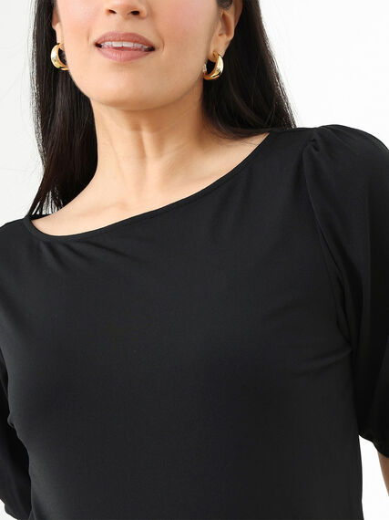 Elbow Sleeve Crepe Boat-Neck Top Image 5