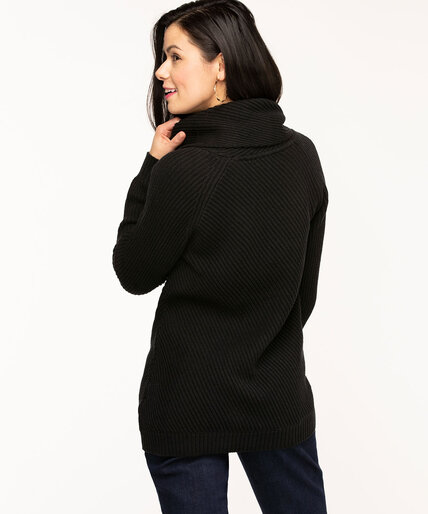 Black Zipper Cowl Neck Sweater Image 3