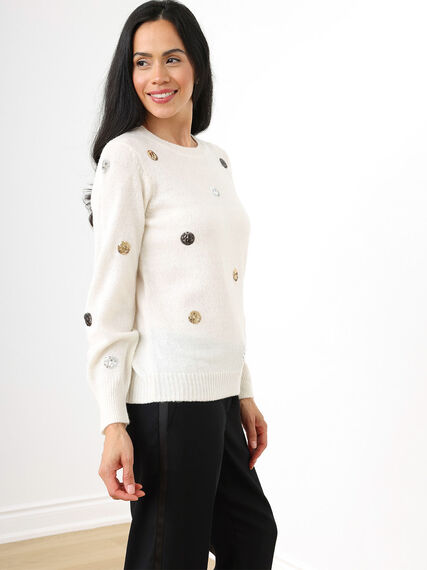 Petite Sequin Dot Pullover Sweater Image 3