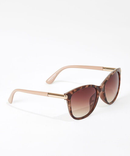 Tortoise Frame Sunglasses with Beige Arms Image 2