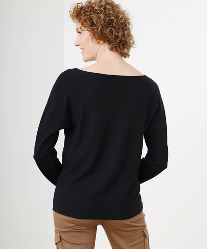 Long-Sleeved Boatneck Dolman Sweater Image 2