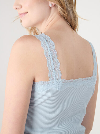 Cotton Ribbed Lace Tank Top Image 5