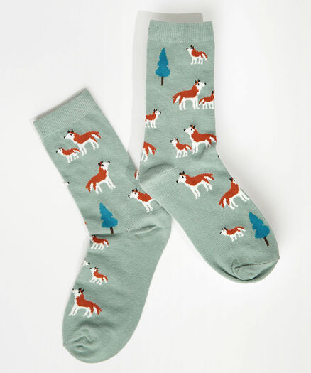 Foxy Crew Sock, Blue Foxy Crew Sock, Blue