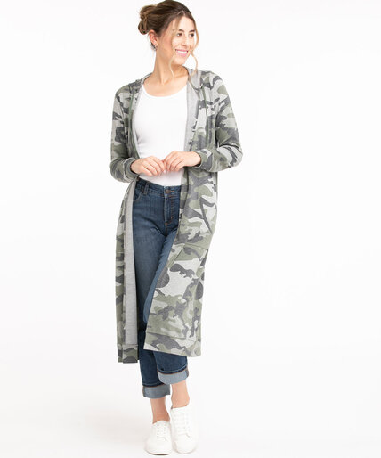 Camo Hooded Duster Cardigan Image 3