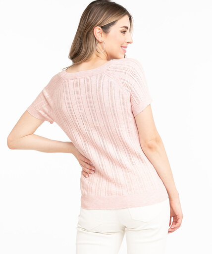 Pointelle Knit Short Sleeve Sweater Image 3