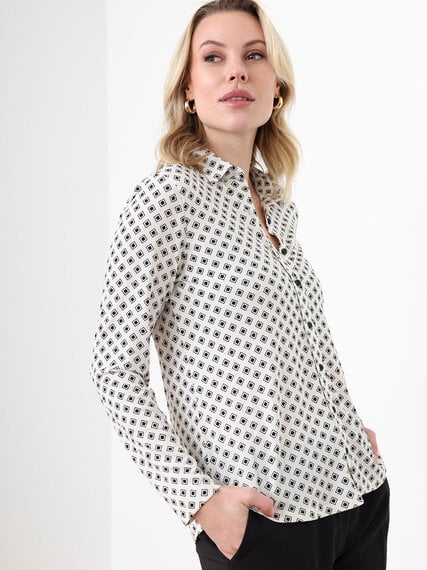 Petite Long Sleeve Collared Relaxed Fit Shirt Image 1