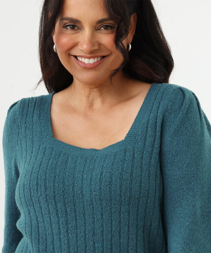 Square Neck Pullover with Puff Shoulders Image 3