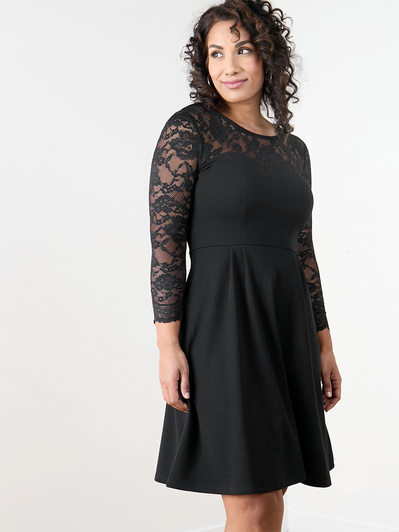 Scuba Crepe & Lace Fit N' Flair Dress