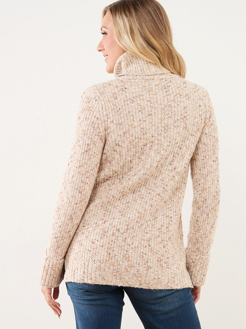 Wool blend turtleneck sweater Cleo Ivory Multi Mix XS