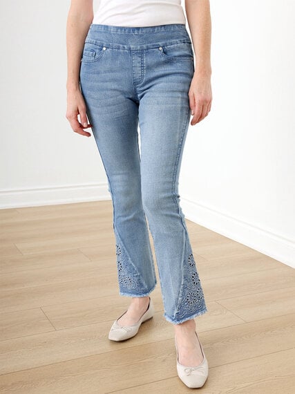 Embroidered Kick Flare Ankle Jeans by GG Jeans Image 3