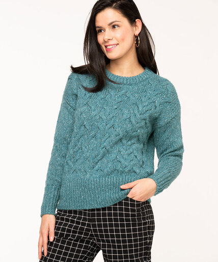 Mixed Yarn Cable Knit Sweater Image 2