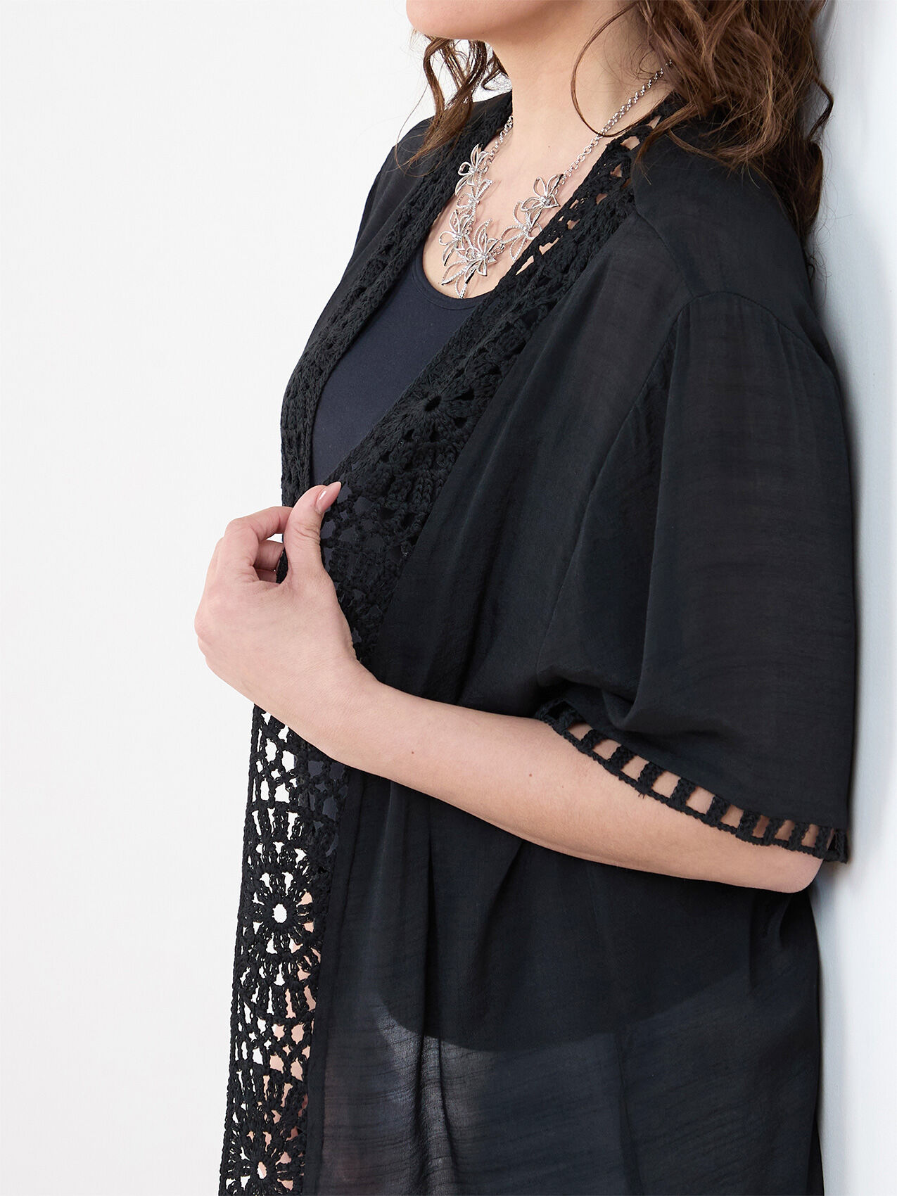 Gauze kimono cardigan top