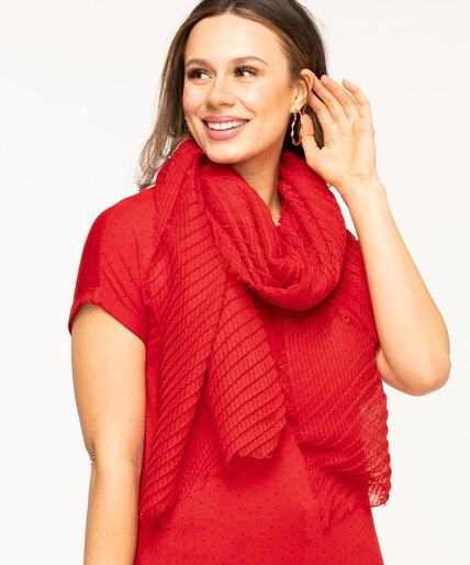 Red Pleated Oblong Scarf Image 1