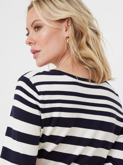 Petite 3/4 Sleeve Striped Pullover Sweater Image 3