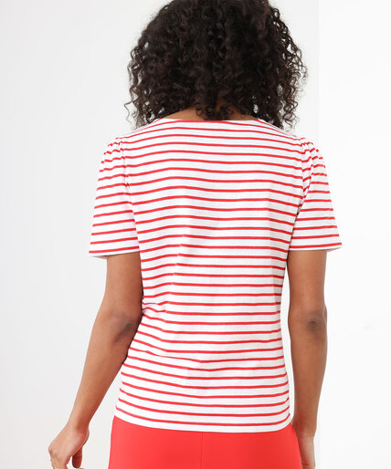 Low Impact Striped Puff Sleeve T-Shirt Image 4