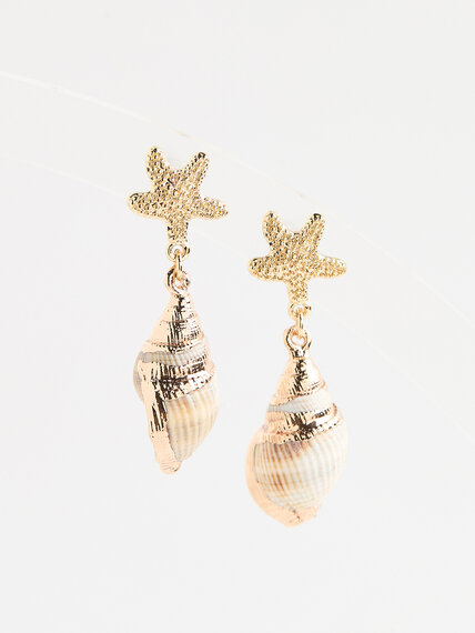 Natural/Gold Sea Shell Earrings Image 1