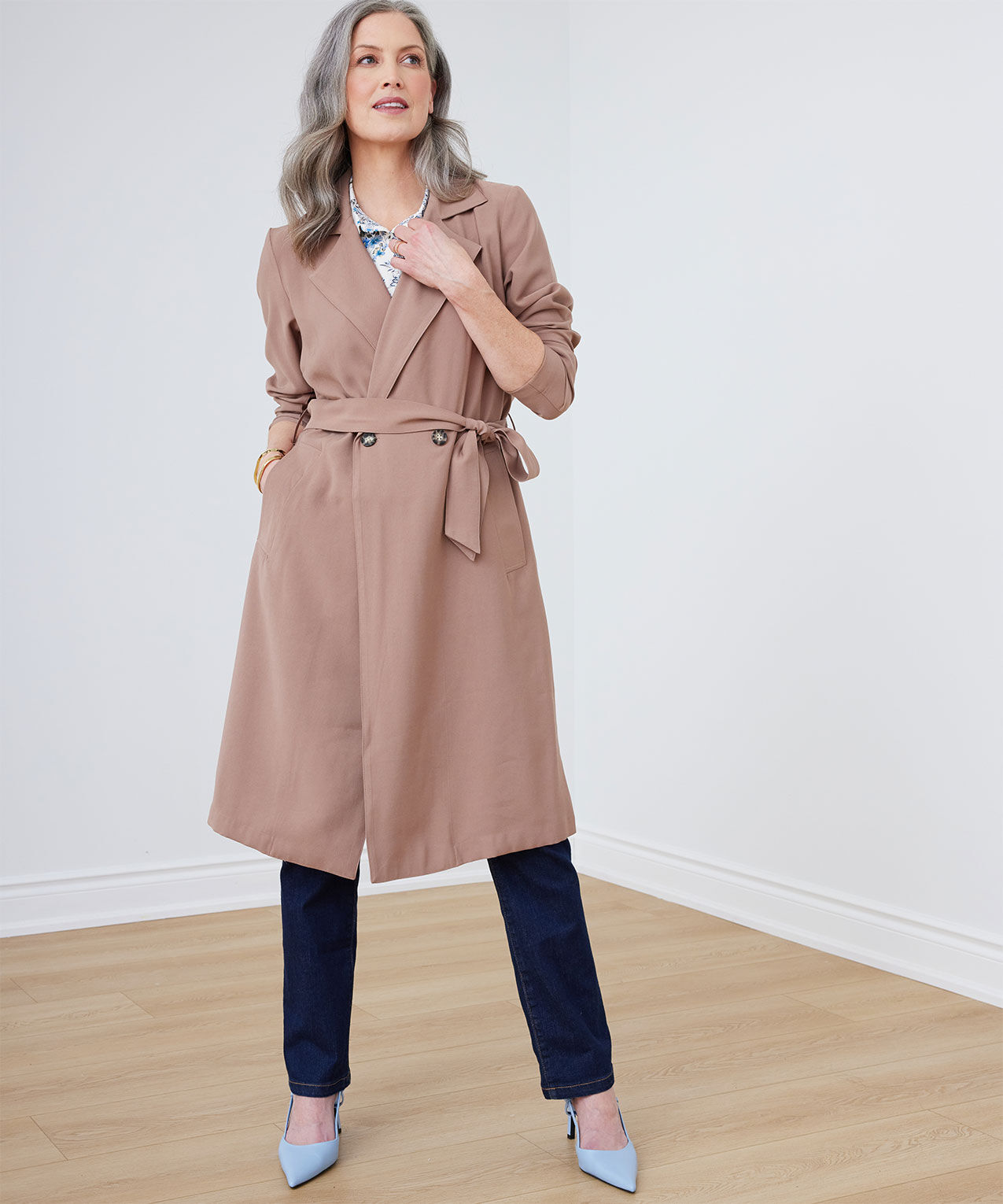 Drapey trench coat deals petite