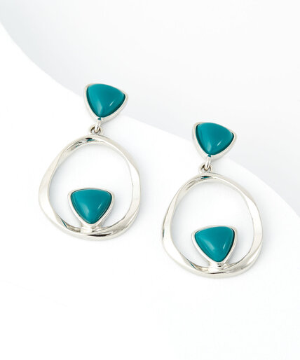 Cabochon Silver Circle Earrings Image 1