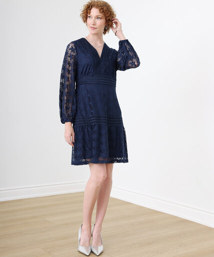 Tiered Lace Long-Sleeved Dress Image 1