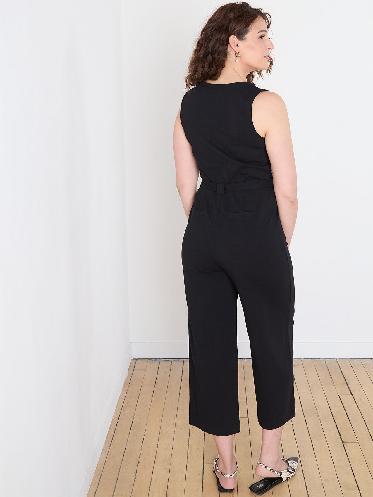 Cotton Slub Cropped Jumpsuit Cleo 4000010129