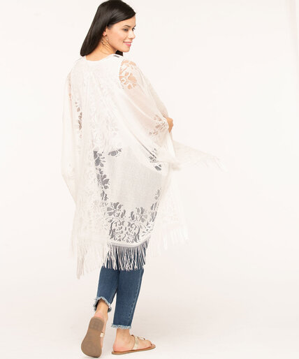 White Lace Fringe Kimono Image 2