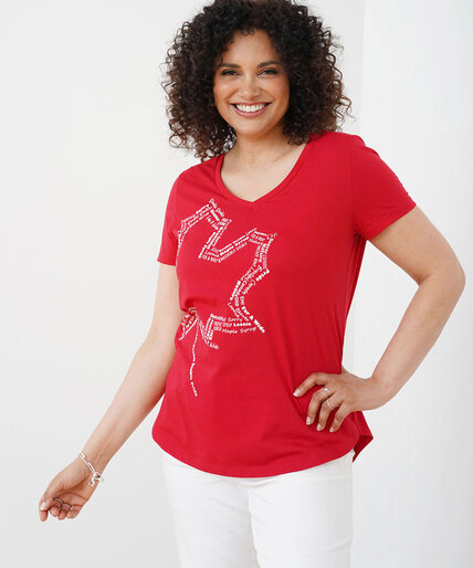 Relaxed V-Neck Graphic T-Shirt Image 3