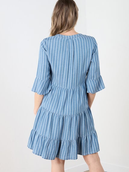 Flutter Sleeve Striped Tiered Dress Image 4