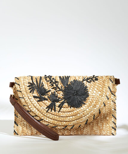 Straw Embroidered Clutch Image 1