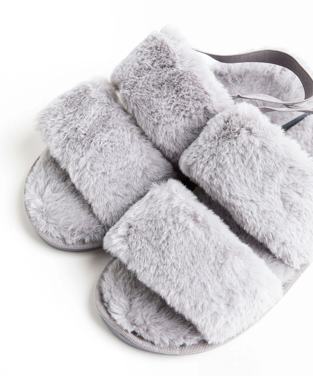 Faux fur slingback slides hotsell