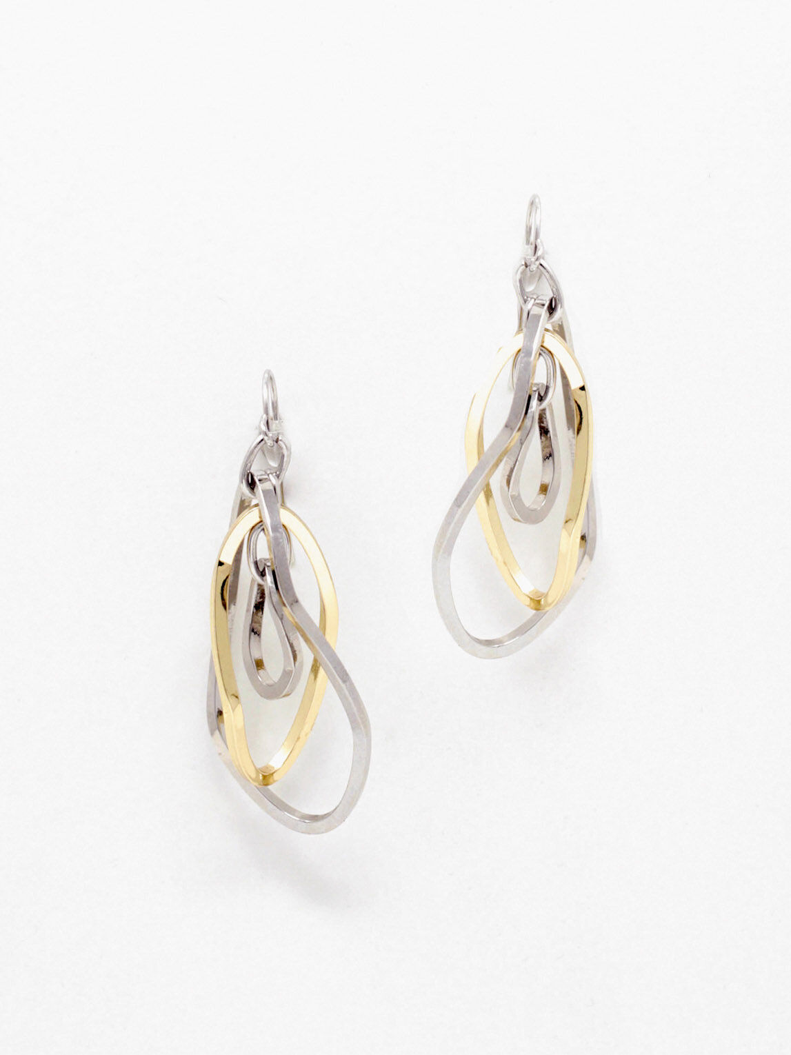 Silver & Gold Twisted Oval Drop Earrings