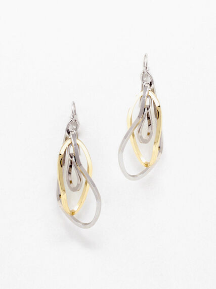 Silver & Gold Twisted Oval Drop Earrings Image 3