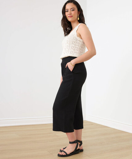 Low Impact Textured Pull-On Crop Pant Image 5