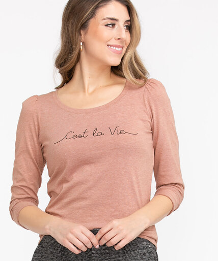 Cotton Blend Long Puff Sleeve Tee Image 1