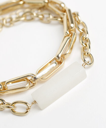 Gold Link Bracelets with Ivory Stone Image 2