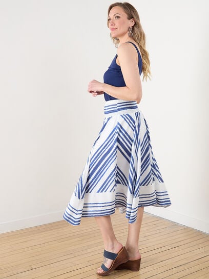 Chevron Stripe Crinkle Skirt