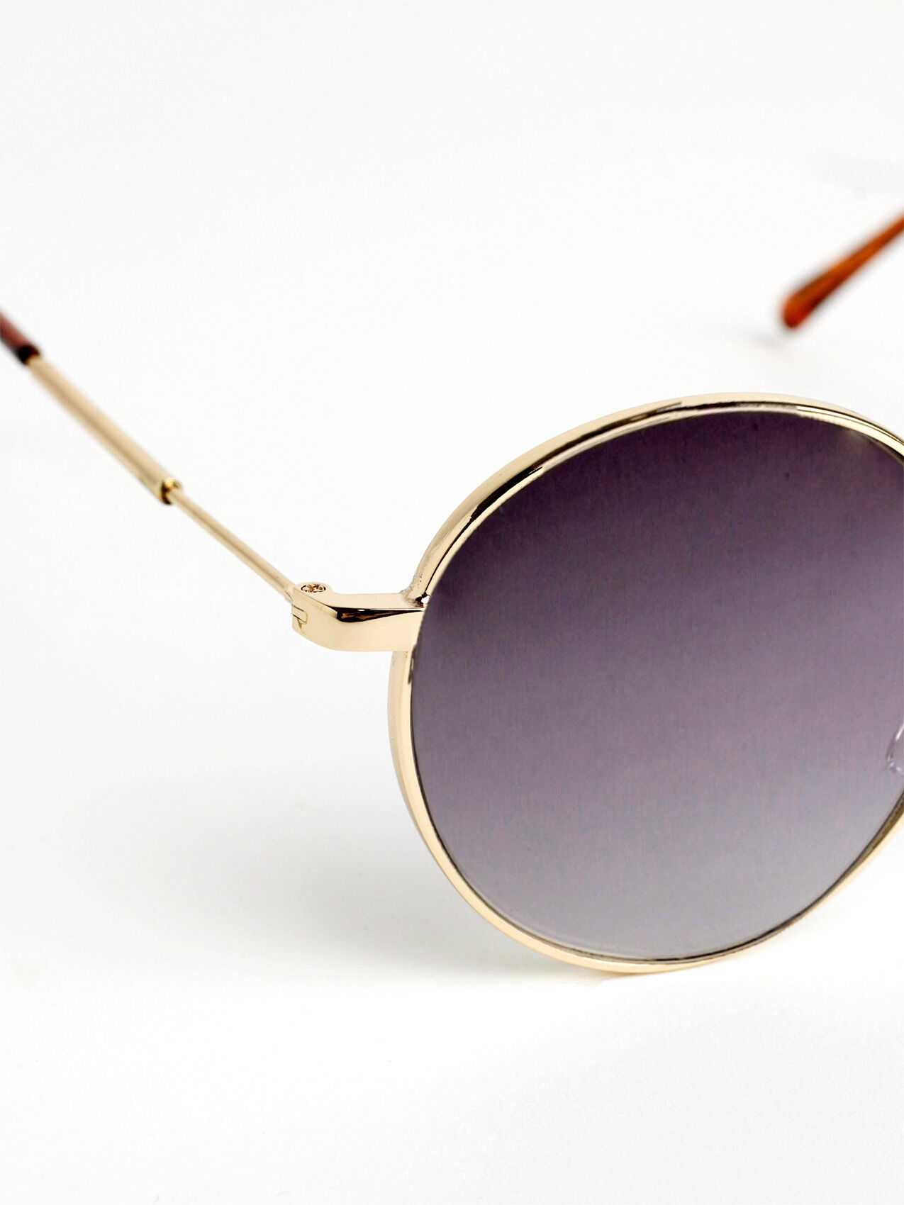 Gold Round Sunglasses with Gold Metal Arms