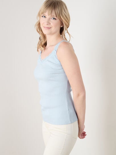 Cotton Ribbed Lace Tank Top