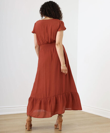 Short Sleeve Smocked Waist Gauze Maxi Dress Image 4