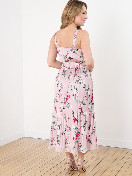 Satin V-neck Floral Midi Dress Image 5