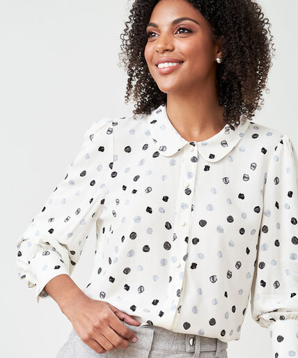 Printed Blouse with Collar Image 2