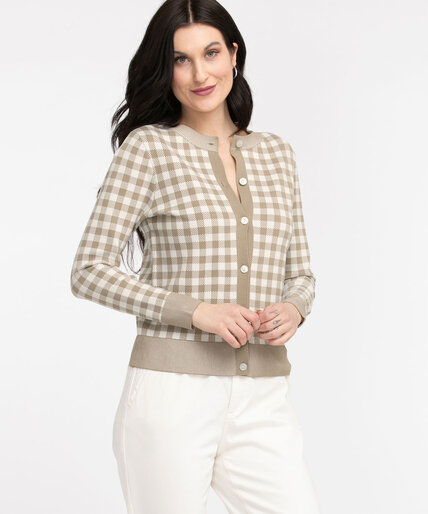 Gingham Button Front Cardigan Image 5