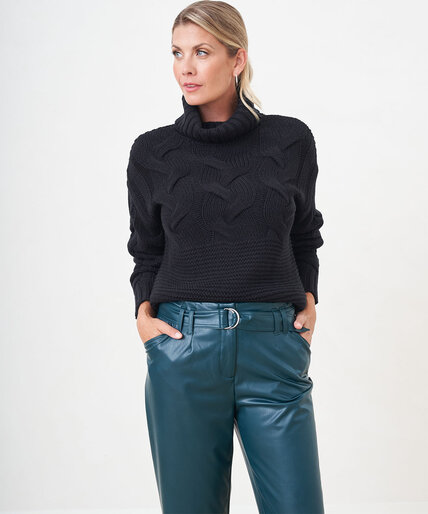 Cable Knit Turtleneck Sweater Image 5