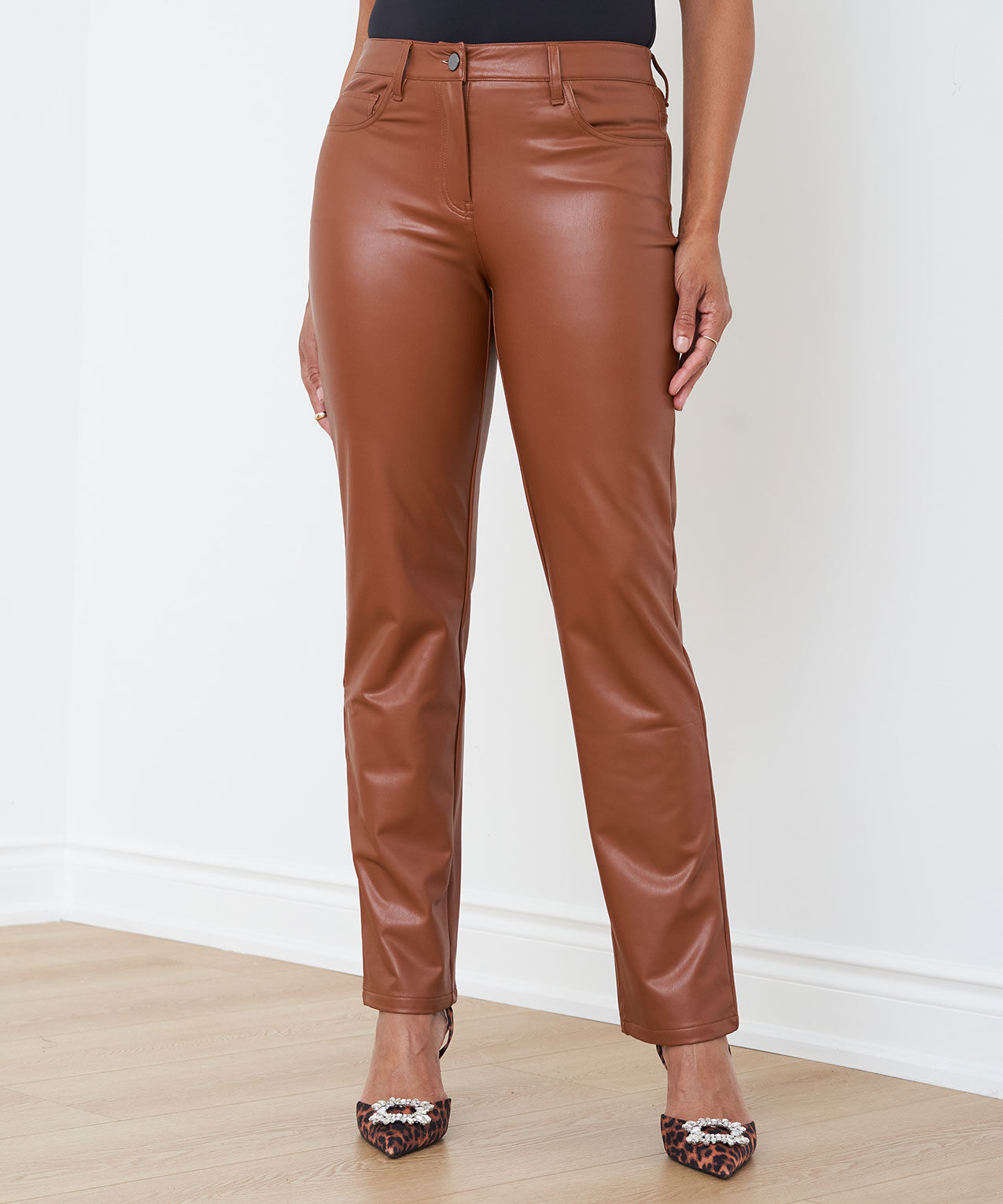 Faux leather trousers shop womens