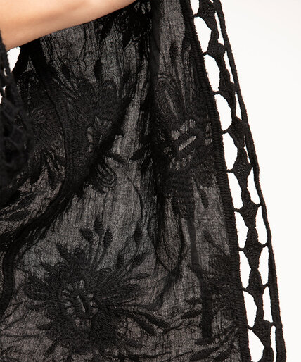 Black Soft Embroidered Cocoon Cover-Up Image 4
