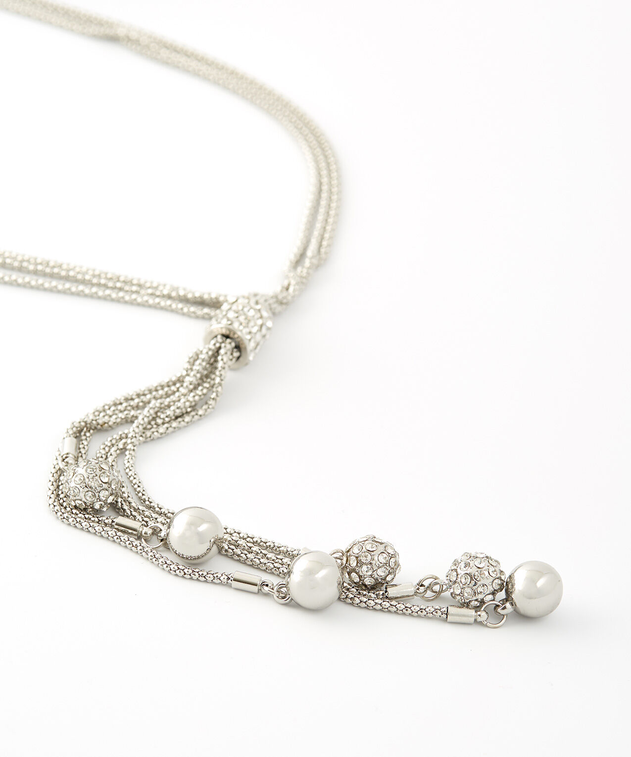 Silver Fireball Tassel Necklace
