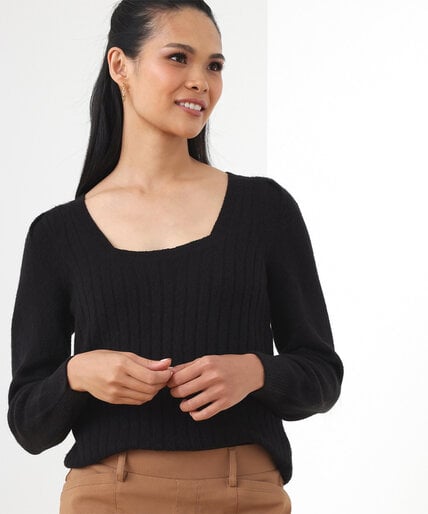 Petite Square Neck Pullover with Puff Shoulders Image 4