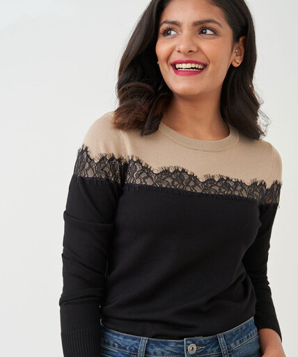 Lace Trim Colourblock Sweater Image 6