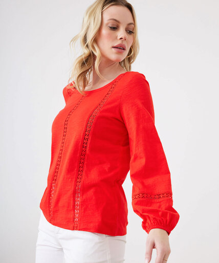 Long Sleeve Top with Crochet Inserts Image 4